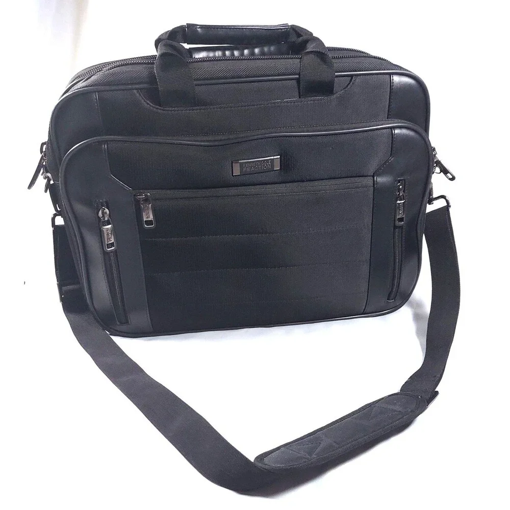 Kenneth Cole Reaction EZ Scan Black Laptop Messenger Bag Carry On Briefcase